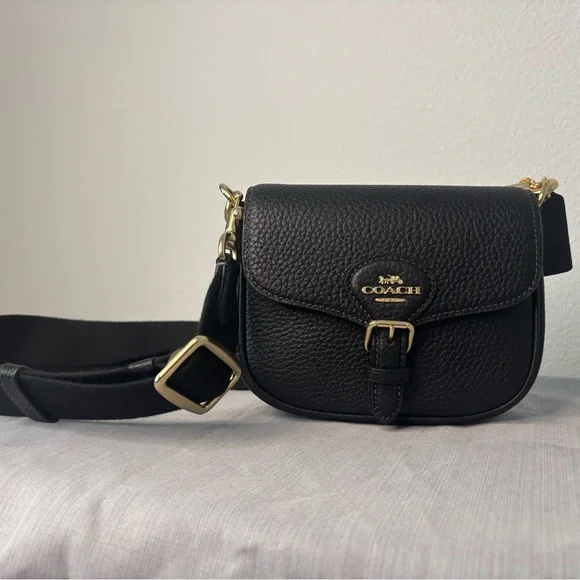 Coach Black Pebbled Leather Crossbody Bag - Picture 1 of 11